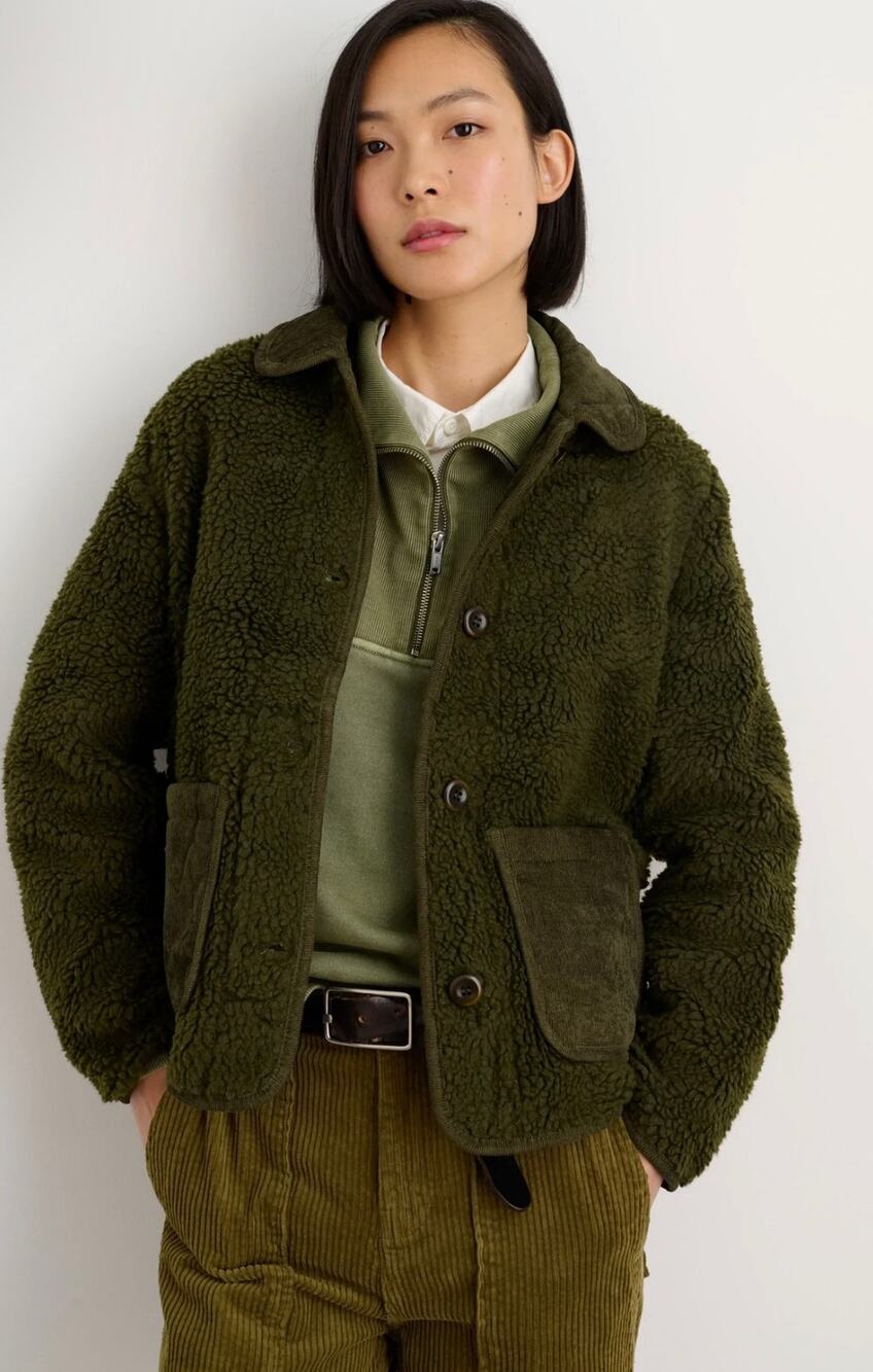 Alex Mill Sherpa Jacket Military Olive Size Small